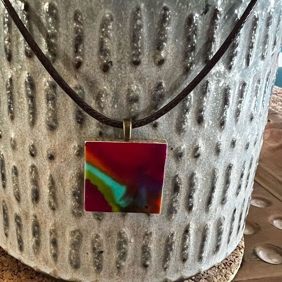 HANDCRAFTED Painted Pendant Necklace - Picture 2 of 3